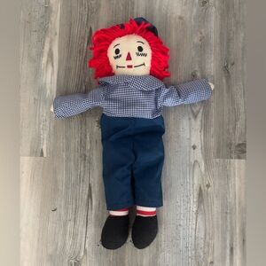 Vintage Handmade “Mary Jane Haas” Rag Doll with Yarn Hair & Checked Shirt Andy